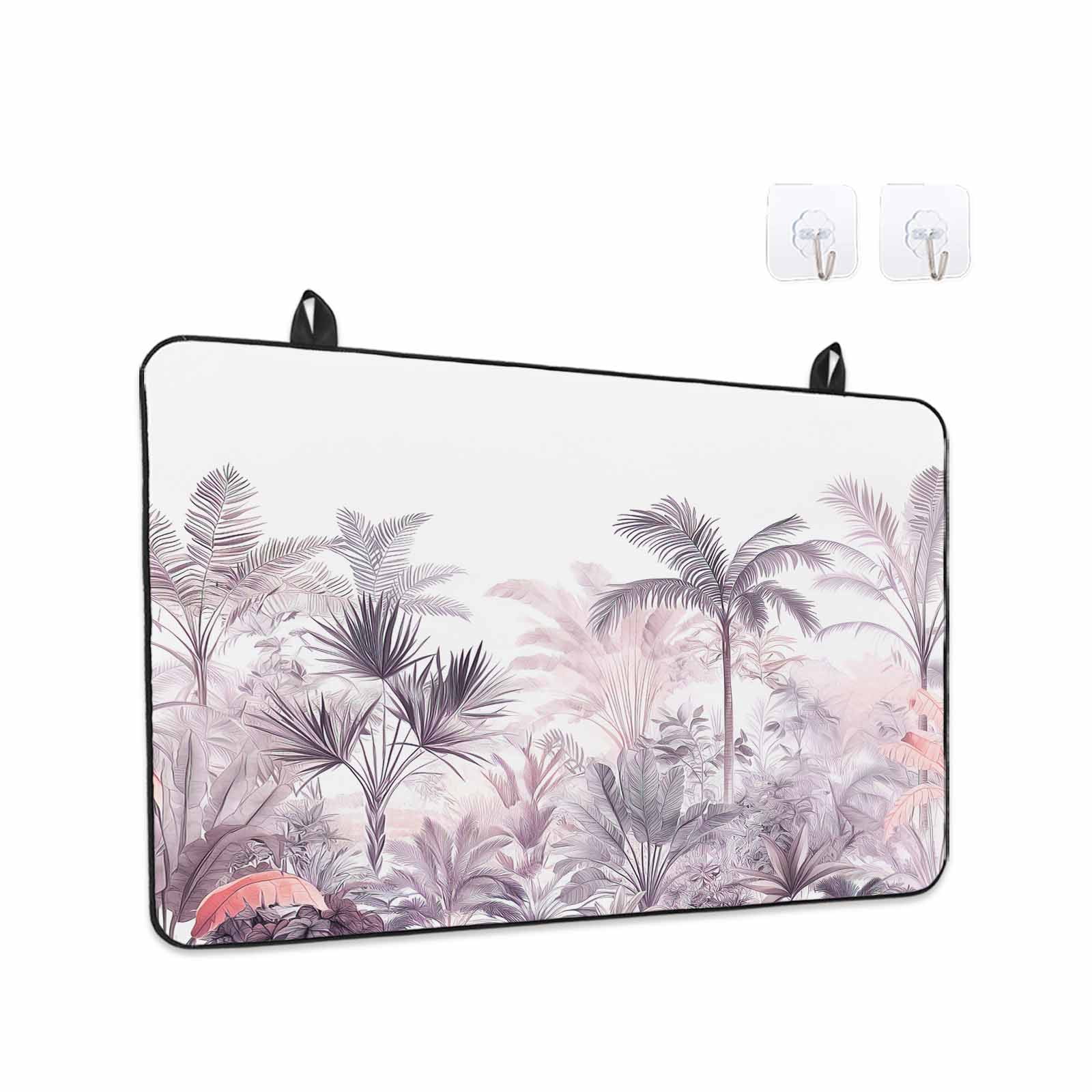Pink Palm Tree Stove Top Cover for Electric Stove, Heat-proof & Non Slip Glass Top Stove Cover Protector, Forest Tropical Plants Flower Leaf Kitchen Flat Cooktop Rubber Mat 28.5x20.5 Inches