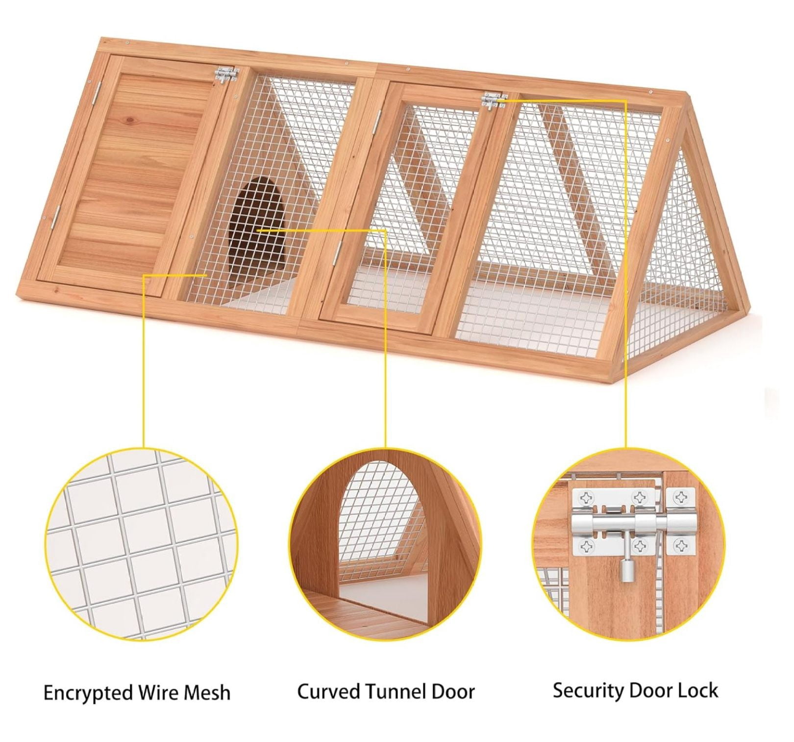 Outdoor Rabbit House Bunny Chicken Coop Wooden Small Animals Quail Cage Hamster Pet Run Cage Poultry Hutch with 2 Doors (46")