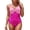 Hot Pink, variant on Women Tummy Control One Piece Swimsuit - Push Up Bathing Suit Full Coverage Slimming Swimwear