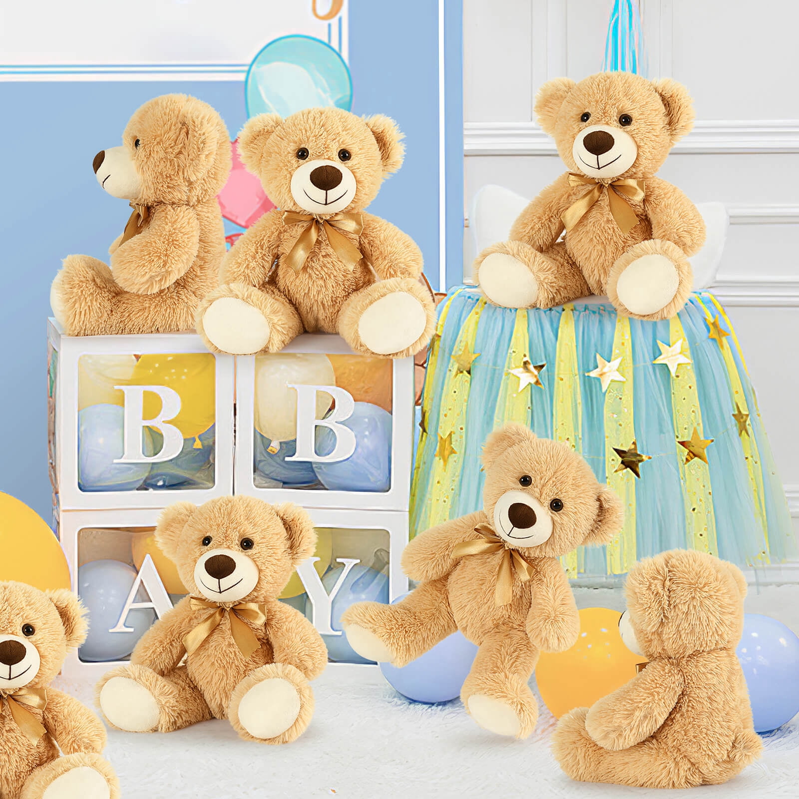 MorisMos 8 Packs Teddy Bear Baby Shower Bulk Teddy Bear Stuffed Animals