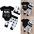 thumbnail image 2 of Newborn Baby Boy Girls MAMA Print Tops Romper +Long Pants Leggings Hat Outfits Set Clothes, 2 of 4