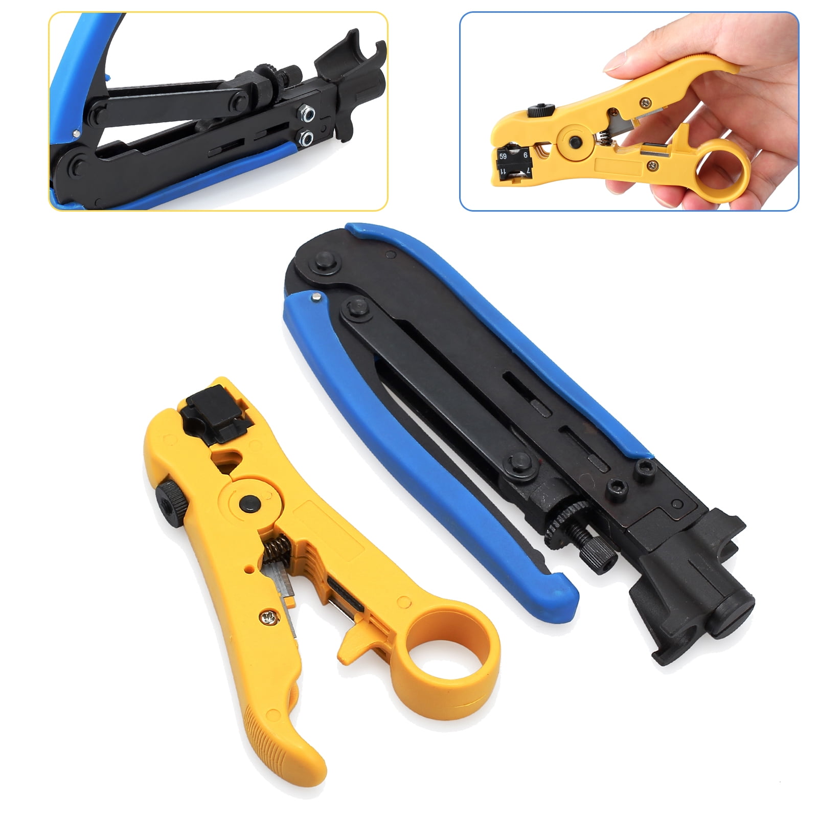 Compression Tool F RG59 RG6 RG11 Cable Wire Coax Coaxial Crimper Stripper Pliers