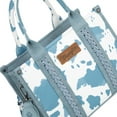 thumbnail image 6 of Wrangler Cow Print Tote Bag for Women Western Purse Boho Top Handle Satchel Handbag with Signature Strap, Cow-Blue, 6 of 8