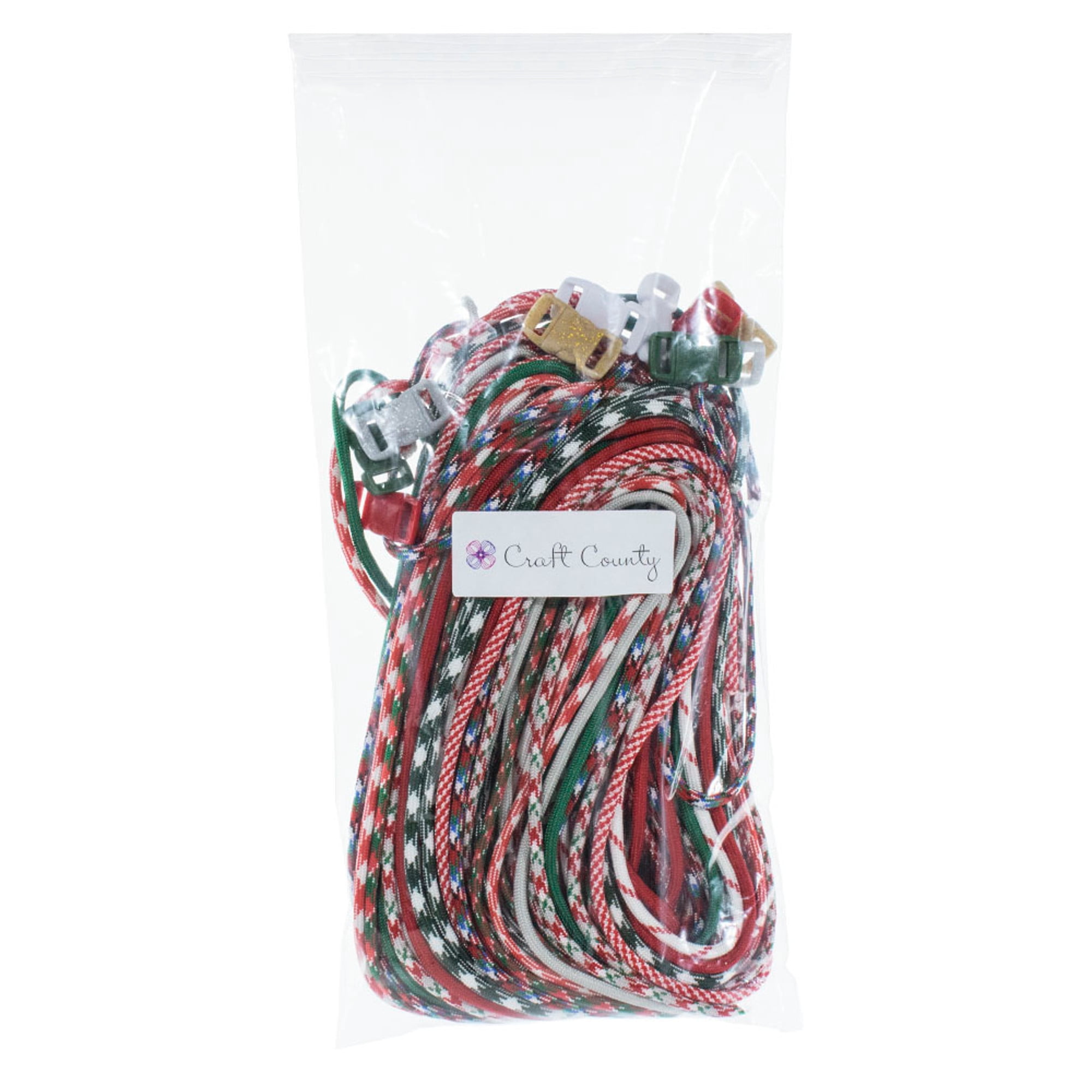 Craft County Kids 550 Paracord Crafting DIY Kits - 100 Feet of Paracord & 10 3/8" Buckles - Ideal for Arts & Crafts, Bracelets, Keychains, Lanyards