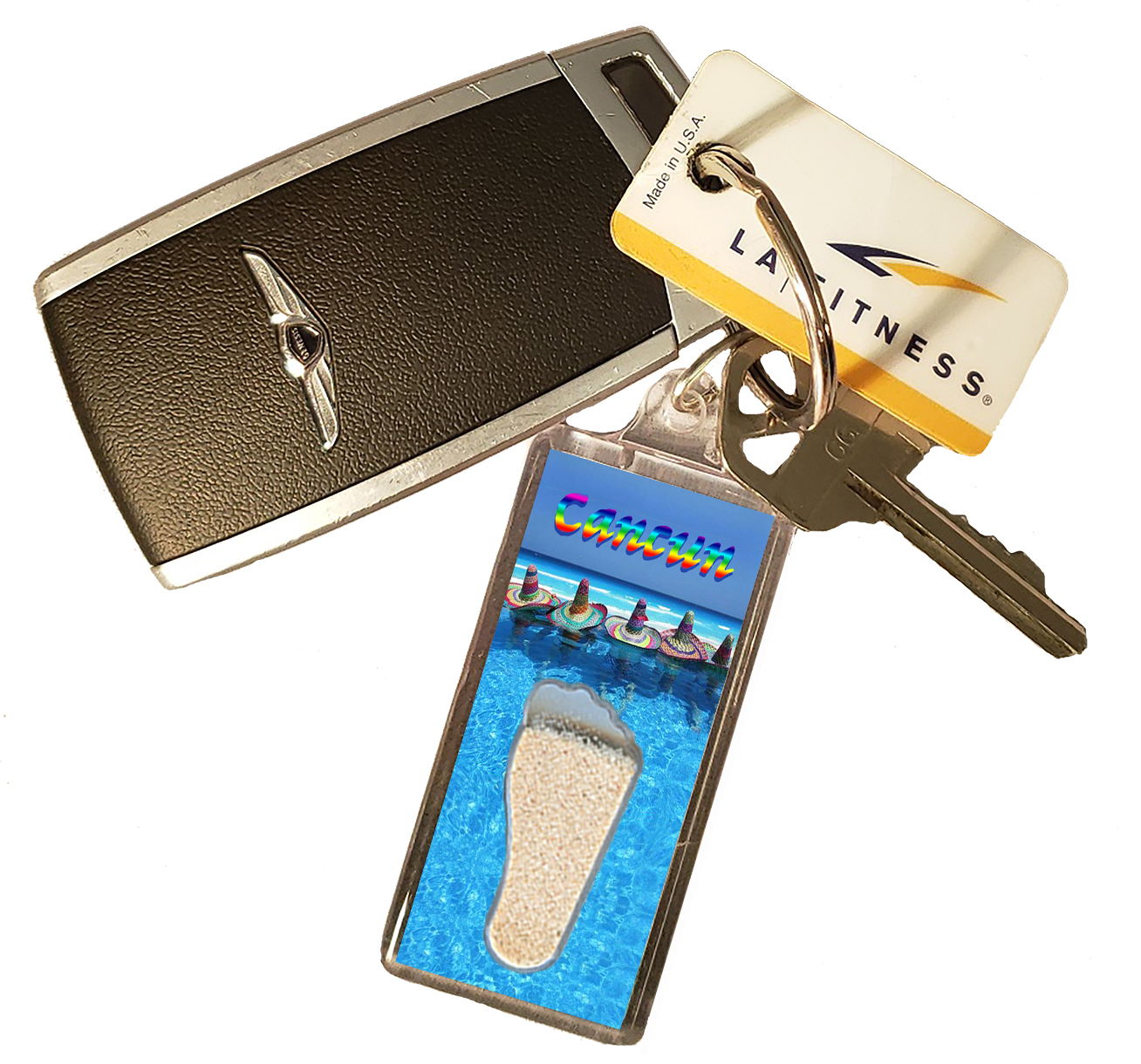 Wichita, KS FootWhere Souvenir Keychains. (WCT100 - Assorted) 6 Piece Set