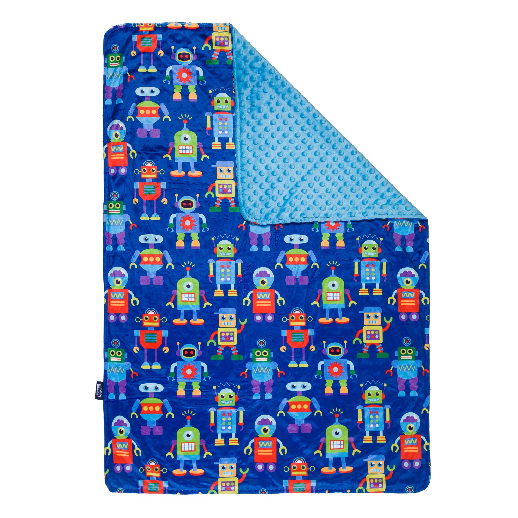 Wildkin Baby Plush Velour Blanket for Girls and Boys (Robots Blue)