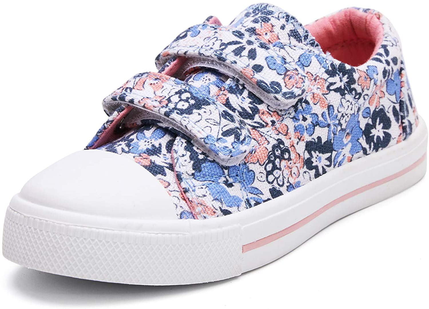 MAIHT Boys Girls Shoes Butterfly Pattern Lace-Up Low Top White Canvas Sneakers 