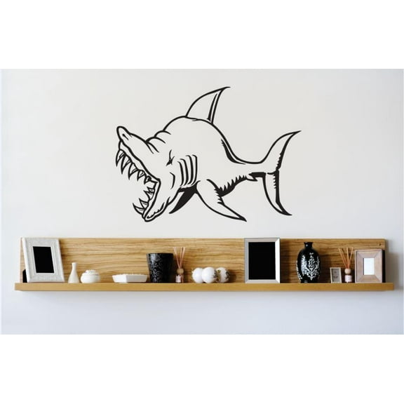 Custom Wall Decal Vinyl Sticker : Shark Image Bedroom Bathroom Living Room Mural : 20 X30" -