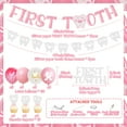thumbnail image 6 of First Tooth 1st Birthday Party Decorations for Girls - Pink Birthday Supplies with Glitter First Tooth Banners Cake & Cupcake Toppers and Teeth Foil Balloons for Kids One Year Old Dental Decor, 6 of 6