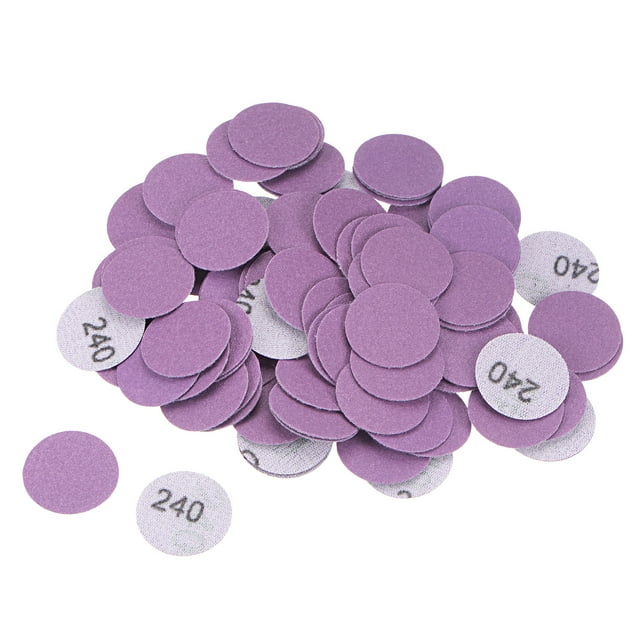 Unique Bargains 100 Pack 1-Inch Purple Sanding Discs 240 Grits Hook & Loop Professional Aluminum Oxide Sandpaper Mini Size
