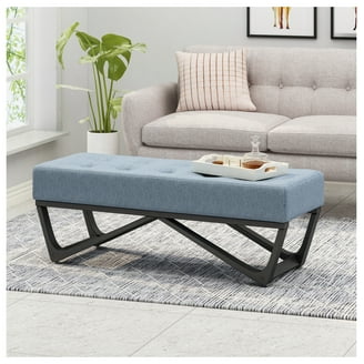 SAFAVIEH Sienna Modern Glam X-Leg Upholstered Rectangular Ottoman