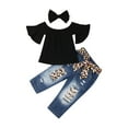 thumbnail image 2 of Franhais Summer Baby Girls 3Pcs Outfits, Off Shoulder Ruffle Top+Blue Denim Leggings+Bow Headband, 2 of 7
