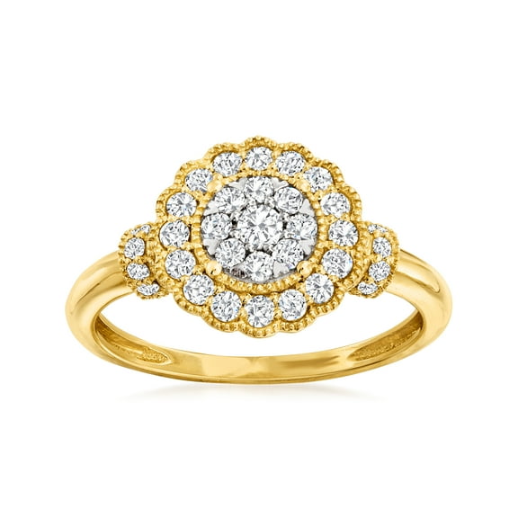 Ross-Simons 0.50 ct. t.w. Diamond Cluster Ring in 14kt Yellow Gold, Women's, Adult