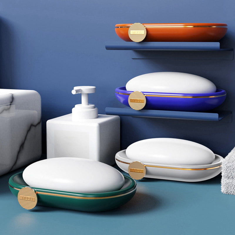 Bathroom Kitchen Mesh Sponge Soap Holder Box Dish Tray Container Random Color 