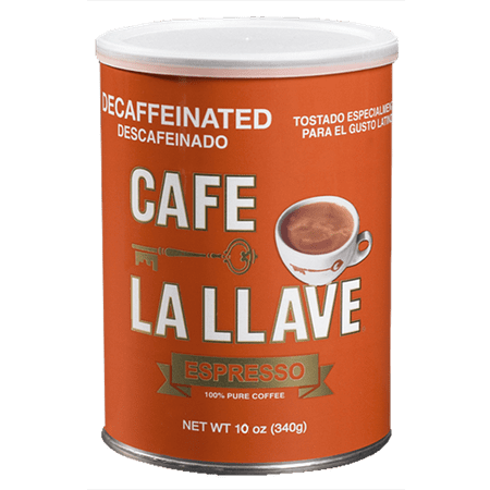 Cafe La Llave Decaf Espresso, 100% Pure, Dark Roast, Fine Ground Coffee, 10 oz. (Pack of
