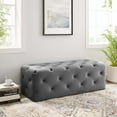thumbnail image 5 of Tufted Accent Chair Bench, Velvet, Grey Gray, Modern Contemporary Urban Design, Living Lounge Room Hotel Lobby Hospitality, 5 of 10