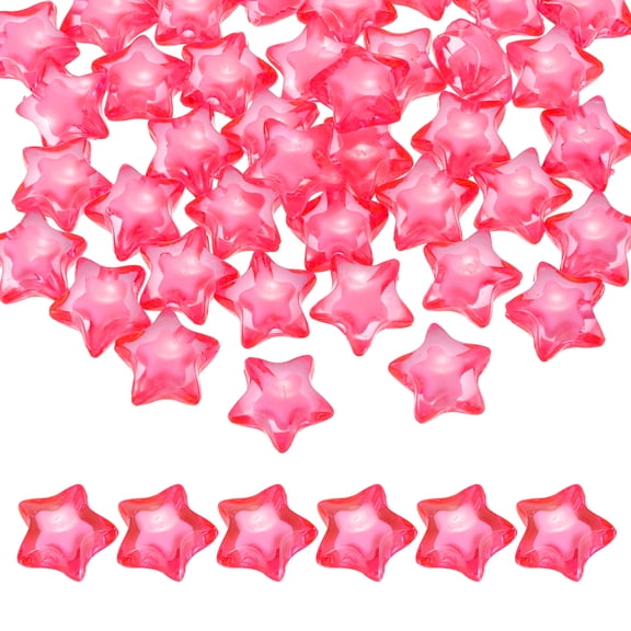 Uxcell 100pcs Acrylic Star Beads, 14mm Star-Shaped Pony Loose Spacer Beads for Bracelets Jewelry Making DIY Crafts, Rose Red
