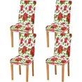 thumbnail image 2 of Christmas Red Poinsettia Flower Dining Room Chair Covers Winter Xmas Floral Leave Chair Slipcovers Seat Protector Removable Washable Chair Cover For Home Kitchen Restaurant Hotel 4pcs, 2 of 6
