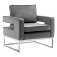 thumbnail image 1 of Chaise d'Appoint Carrie avec Cadre Argenté en Tissu Gris, 1 of 9