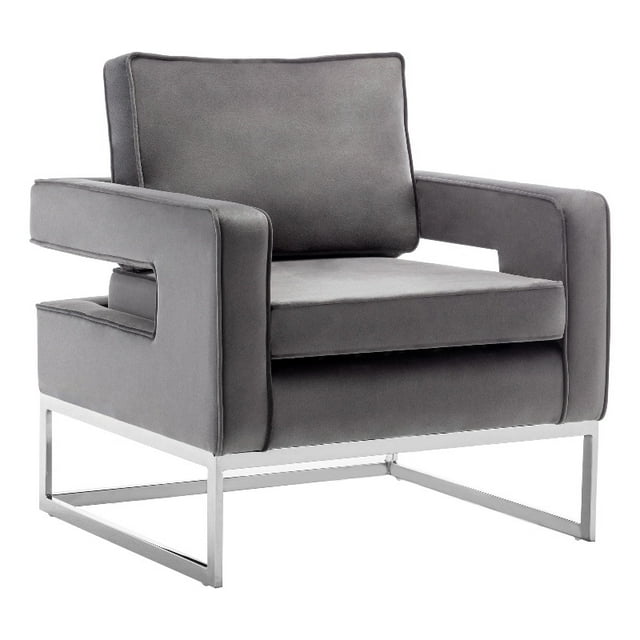 Chaise d'Appoint Carrie avec Cadre Argenté en Tissu Gris