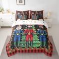thumbnail image 2 of Feelyou Cute Nutcracker Bedding Comforter Set 7pcs, Happy Christmas Queen Bedding Sets, Black Red Buffalo Geometric Reversible Queen Sheet Sets, Microfiber Bedroom Decor, 2 of 7