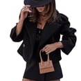 thumbnail image 1 of Gabardina gruesa de lana para mujer, para otoño e invierno, para oficina, trabajo, con cuello de solapa, 1 of 5