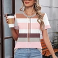 thumbnail image 4 of Camisetas Casuales de las Mujeres Estampadas Cuello Tripulado Manga Corta Superior, Ligera Mezcla de Poliéster Blusa de Moda, 4 of 5