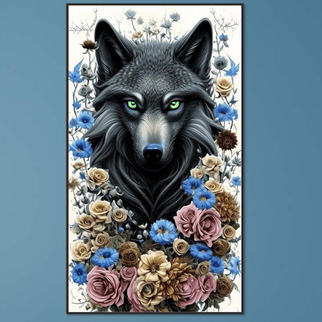 Cuadros Decorativos 5D bricolaje taladro redondo completo diamante pintura lobo Kit hogar arte decoración (NH3484) Wdftyju embutido en tela