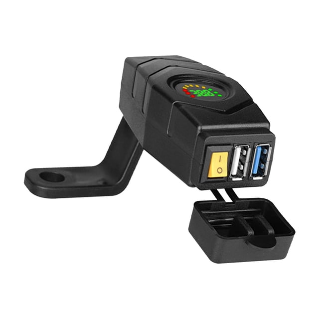 E Bike Cargador USB Cargador de teléfono Dos cargadores USB a prueba de polvo Pantalla LED voltímetro Estilo E
