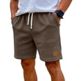 thumbnail image 6 of LWavelet Mens Waffle Shorts Casual Summer Elastic Waist Drawstring Lightweight Solid Beach Vacation Shorts with Pockets,Brown 3XL, 6 of 6