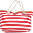 thumbnail image 1 of KAIYANG Bolso de playa de lona a rayas, bolso de mano impermeable de verano, bolso de compras para mujer, rojo (Rojo), 1 of 4