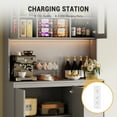 thumbnail image 4 of Garvee 71 Inch Storage Cabinet Kitchen Pantry Cabinet with Doors&Shelves, Kitchen Storage Hutch with Microwave Shelf, Led Lights&Charging Station,Corner Pantry Cabinet Gray, 4 of 11