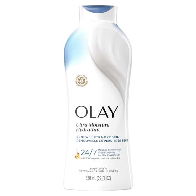 Olay Ultra Moisture Body Wash for Extra Dry Skin, Vitamin B3 and Hyaluronic Blend, 650ml