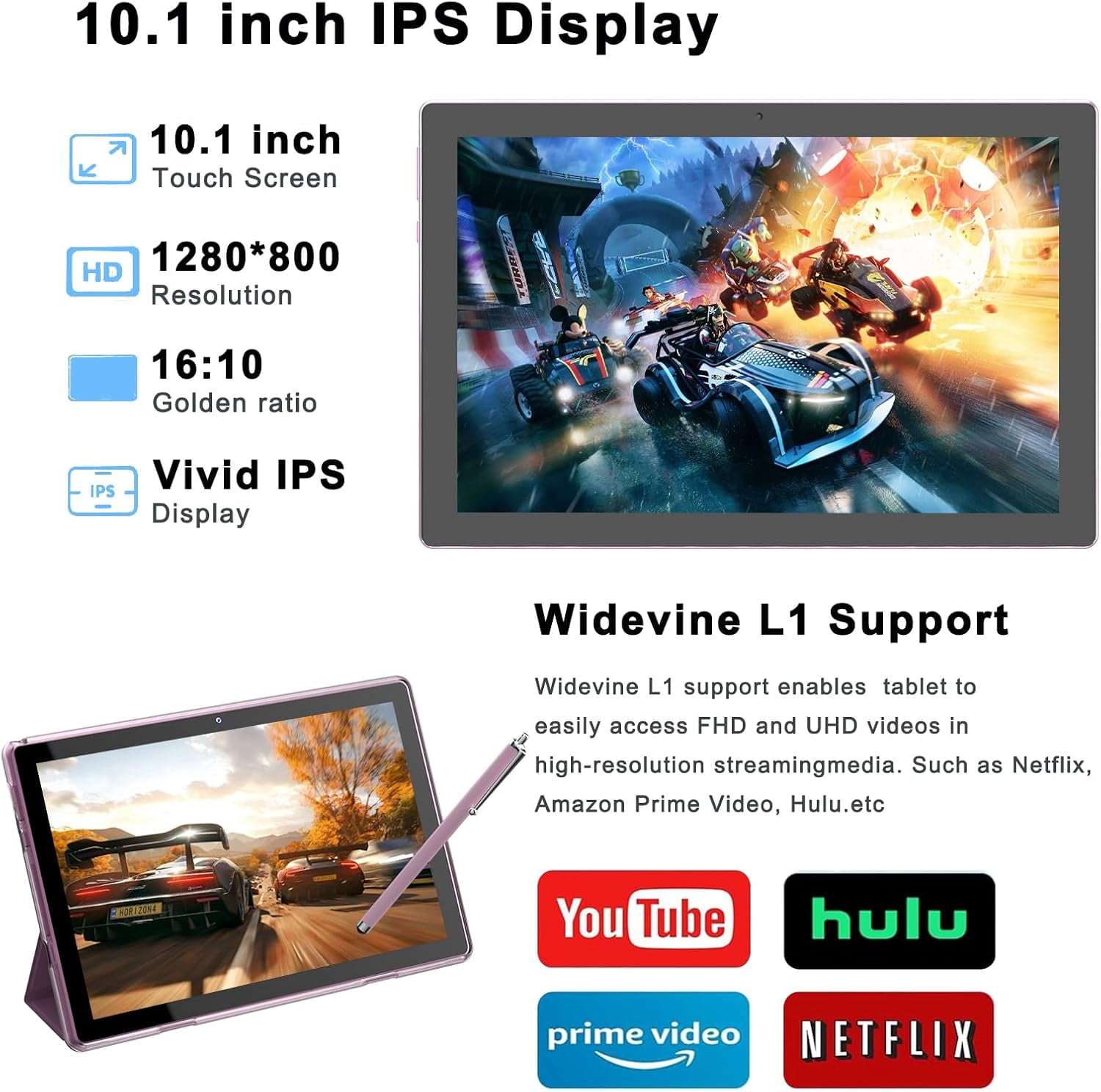Android 15 Tablet 10 inch, 8GB RAM 32GB ROM Powerful Quad-core CPU, 1280*800 Resolution Screen Tablet, 8MP Camera, 6000mAh Battery Computer, 2 in 1 Tablets with Keyboard, Case, Mouse, Stylus Laptop