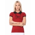 thumbnail image 5 of YEMAK Women's Meow Cat Contrast Collar Short Sleeve Pullover Sweater MK3591MEOW-RED/BLACK-S, 5 of 6