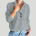 thumbnail image 2 of Lightweight Sweaters For Women Lapel Knitted Loose Casual Solid Color Long Sleeved V Neck Winter Outfits Gray Fall Clothes Tunic Tops (M), 2 of 8