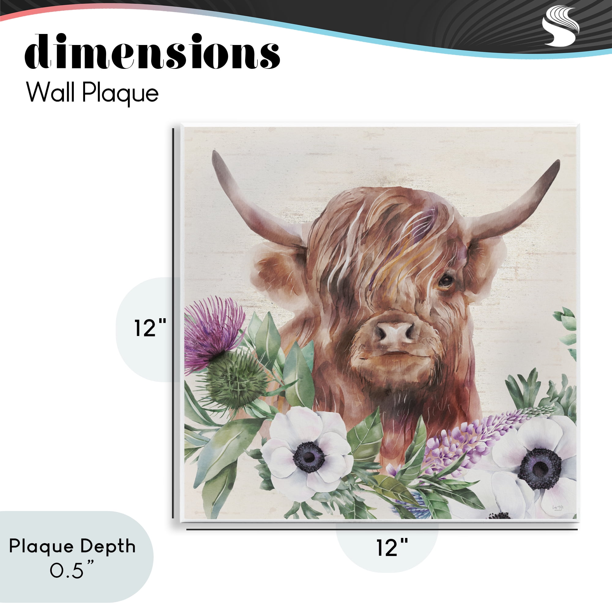 Stupell Industries Penny The Highland Cow Wall Plaque Art, design by Lux + Me Designs