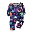 thumbnail image 2 of Halloween Pjs, Halloween Family Matching Pajamas Set, Purple Neon Ghost Door Pumpkin Stair Long Sleeve Sleepwear, Graphic Loungewear, Soft Cozy Holiday Nightwear for Parties & Gatherings, 12 M, 2 of 5
