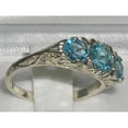 thumbnail image 3 of LBG British Made VINTAGE style Solid 10K White Gold Natural Blue Topaz Trilogy Ring, 3 of 5