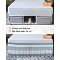thumbnail image 7 of Boho Blue Aqua Wrap Around Bed Skirts for Queen Bed 16" Drop,Bed Skirt with Adjustable Elastic Belt Dust Ruffle Bed Valance for Bedroom Hotel Geometric Stripes Tribal Bohemia Retro Bed Frame Cover, 7 of 7