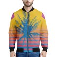 thumbnail image 3 of Chaqueta con cremallera con estampado de puesta de sol de Maldivas para hombre, chaqueta hawaiana de playa con estampado 3D de manga larga, chaqueta bomber informal holgada, abrigo de calle, 3 of 5