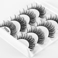 thumbnail image 5 of 4 Pairs Reusable Faux Mink Lashes Looks Like Eyelash Extension D Curl Russian Strip Lashes Fake Eyelashes False Eyelashes 4001, 5 of 8