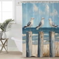thumbnail image 2 of Small Stall Shower Curtain 36x72 Inch Narrow Half Size Beach Seagull Bath Curtains Bathroom Decor Summer Ocean Birds Blue Oil Painting Waterproof Fabric Shower Curtain Set with Hooks 36 Inch, 2 of 6