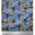 thumbnail image 1 of Soimoi Cotton Voile Fabric Leaves & Leopard Jungle Printed Fabric 1 Yard 42 Inch Wide, 1 of 1