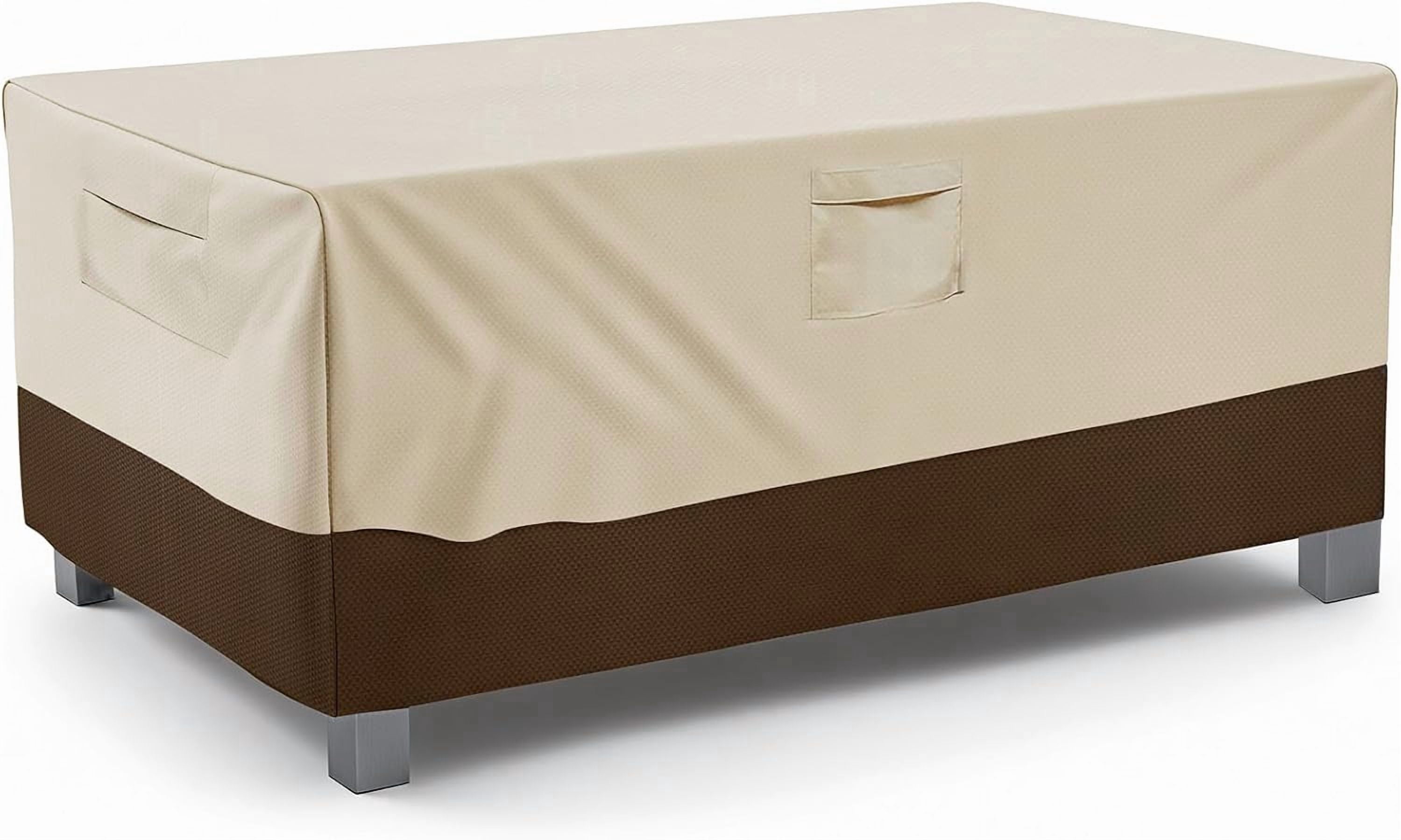 Heavy Duty Waterproof Patio Table Cover Large Rectangular and Oval Outdoor Furniture Protector Beige Brown