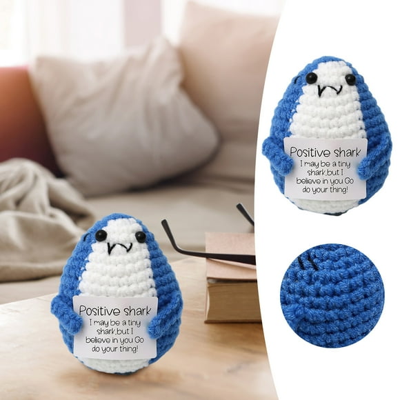 Riforla Positive Crochet Crocheted Emotional Support Animal Unique Birthday for Lovers Friends Women Men Desktop Ornament Dark Blue 8X6.5CM
