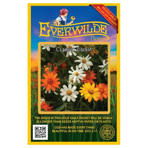 Everwilde Farms 2000 Classic Zinnia Flower Seeds