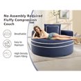 thumbnail image 5 of Leumius Oversized Round Chaise Lounge Chair Indoor, Upholstered Sofa Bed With Deep Seat and Cupholders,Cozy Boneless Chaise with High Density Memory Foam for Living Room,No Assembly,Blue, 5 of 11