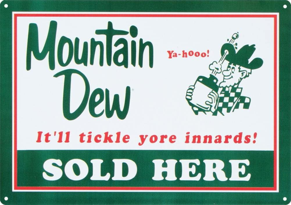 Mountain Dew Nostalgic Tin Metal Sign 17x12 inch Retro Wall Decor