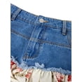 thumbnail image 4 of Womens Floral Patchwork Denim Skirt Blue A-Line Maxi, 4 of 6